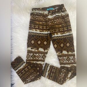 Turquoise Haven Aztec Southwest Print Leggings Brown Tan Size Small 30” Inseam